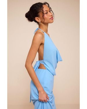Lulus Piper Cowl-Front Maxi Dress - Blue