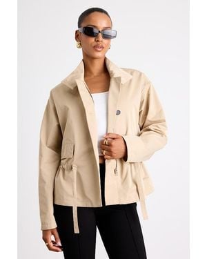 Lulus Beneva Collared Cropped Trench Coat - Natural