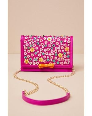 Betsey Johnson Confetti Floral Sparkler Sequin Crossbody Bag - Pink