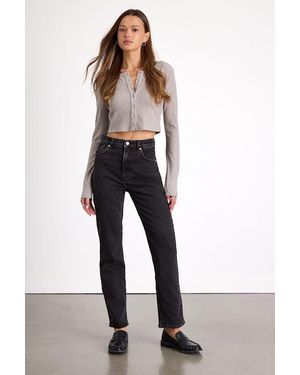 Rolla's Loulou Washed High-Rise Straight Leg Jeans - Black