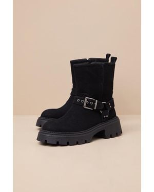 Lulus Rylander Suede Moto Ankle Boots - Black