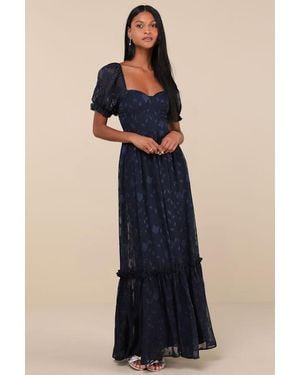 Lulus Phenomenal Sweetness Floral Burnout Bustier Maxi Dress - Blue