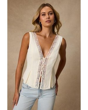 Lulus Mindy Lace Button-Front Tank Top - Natural