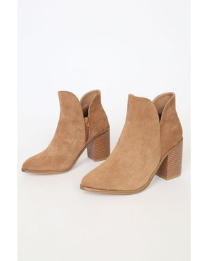 Lulus Martella Suede Ankle Booties - Natural