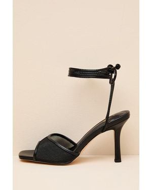 Lulus Harlan Mesh Lace-Up High Heel Sandals - Black