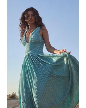 Lulus Evaluna Plisse Maxi Dress - Blue