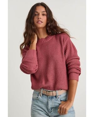 Lulus Campfire Cosy Rusty Rose Cropped Jumper - Red