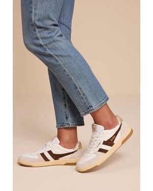 Gola Hawk And Dark Colour Block Suede Trainers - Natural