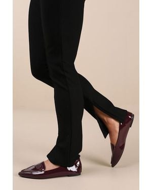 Lulus Emmy Bordeaux Patent Pointed Loafers - Red