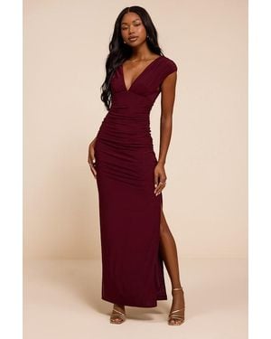 Lulus Ula Jersey Knit Column Maxi Dress - Red