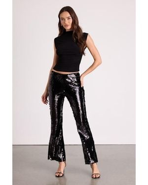 Lulus Christella Sequin Low-Rise Flare Pants - Black