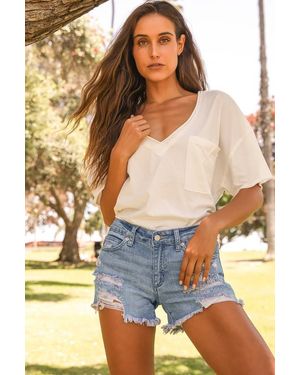 Just Black Kasenya Light Wash Mid-Rise Super Destroyed Shorts - Blue