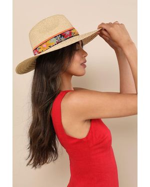 San Diego Hat Flora Woven Straw Sun Hat - Natural