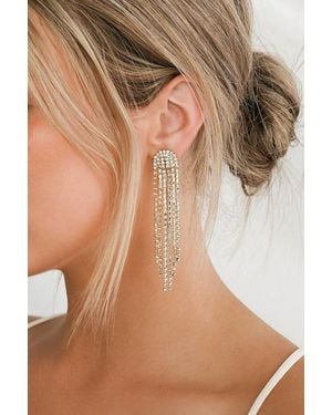 petit moments Glitz Rhinestone Tassel Earrings - Brown