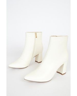 Lulus Sarai Off Pointed-Toe Ankle Booties - White