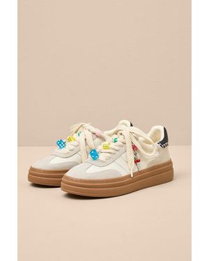 Steve Madden Dodge Charm Bone Multi Leather Sneakers - Natural