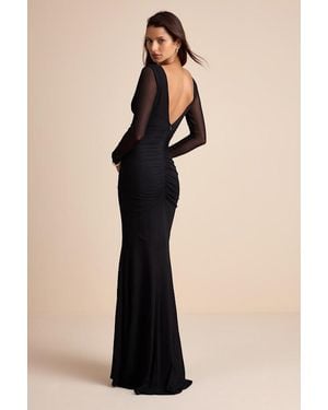 Lulus Georgina Jersey Knit Ruched Mermaid Maxi Dress - Black