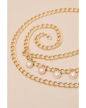Lulus Ishani Pearl Chain Link Belt - Natural