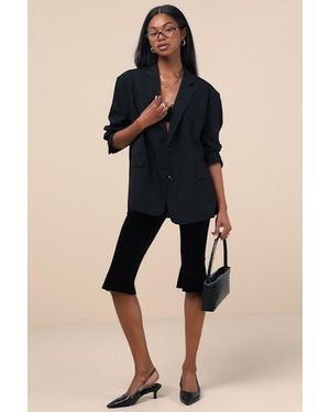 Lulus Captivating Poise Velvet High-Rise Capri Pants - Black