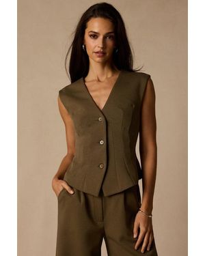 Lulus Greta Button-Up Vest Top - Brown
