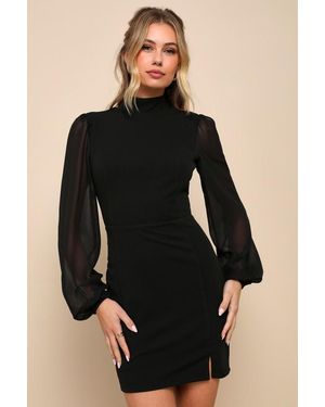 Lulus Exceptionally Flirty Long Sleeve Backless Mini Dress - Black