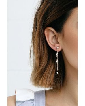 Lulus Always Dreaming And Pearl Rhinestone Earrings - Metallic