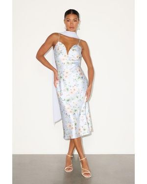 Lulus Molena Floral Slip Midi Dress And Scarf Set - White