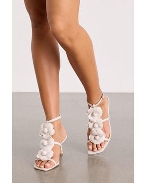 Lulus Brenna Floral Applique Strappy High Heel Sandals - White