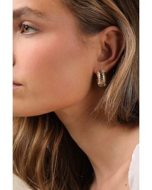 Lulus Alendra Textured Hoop Earrings - Black