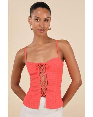 Lulus Annelie Textured Knit Lace-Up Tank Top