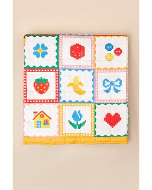 Ban.do Retro Multi 8-Bit Print Quilted Blanket - White