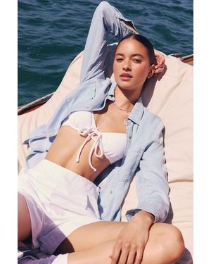 Lulus Daily Vibe Chambray Long Sleeve Button-Up Top - Blue
