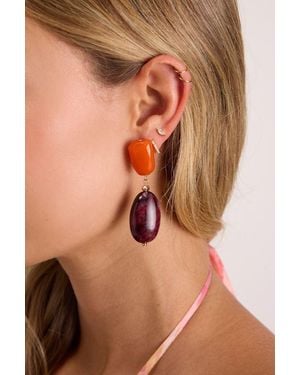 Lulus Lysette And Stone Drop Earrings - Pink