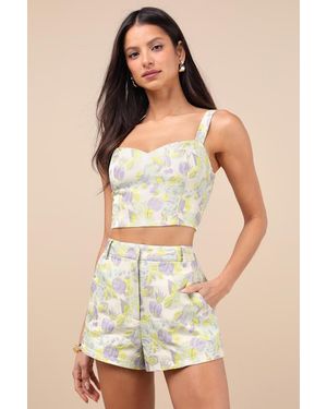 Lulus Carlita Light Mint Multi Jacquard Two-Piece Romper - Natural