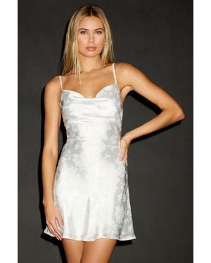 Lulus Close To Your Heart Satin Jacquard Cowl Slip Dress - White