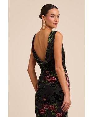 Lulus Declan Floral Burnout Cowl Back Maxi Dress - Black