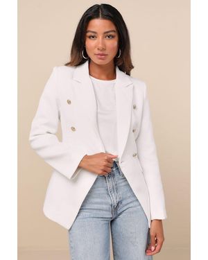 Lulus Sandara Oversized Double-Breasted Blazer - White