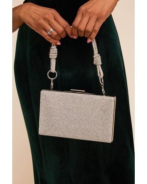 Lulus Moonbeam Rhinestone Clutch - Grey