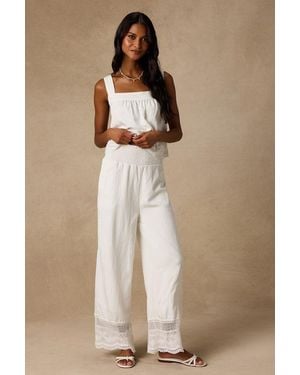 Lulus Parisa Cotton Crochet Lace Wide-Leg Trousers - Natural