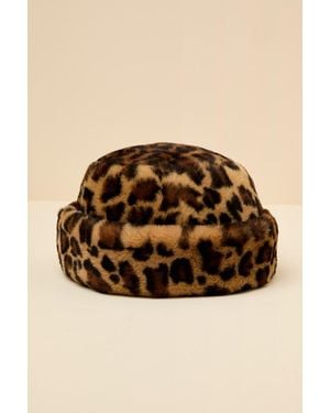 Lulus Omoka Leopard Faux Fur Cloche Hat - Natural