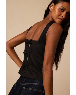 Lulus Watson Denim Bow Tank Top - Black