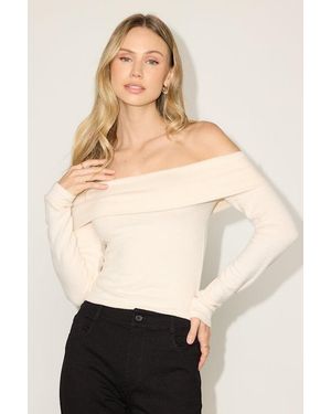 Lulus Sabriel Cream Knit Off-The-Shoulder Long Sleeve Top - Natural