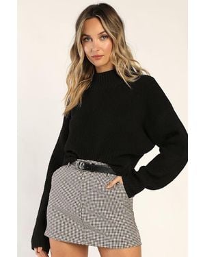 Lulus Snuggly Days Cropped Mock Neck Sweater - Black