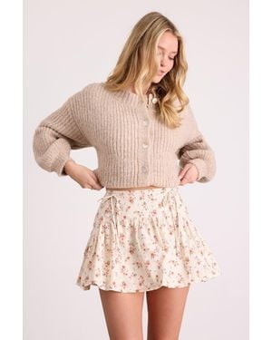 Lulus Adrianna Cream Floral Cotton Mini Skirt - Natural