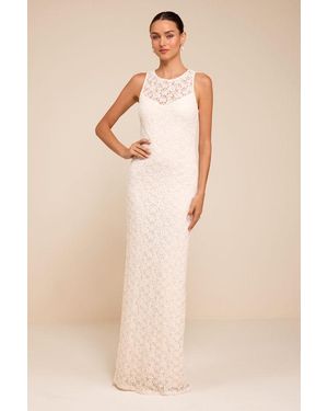 Lulus Asteria Lace Column Wedding Dress - Natural