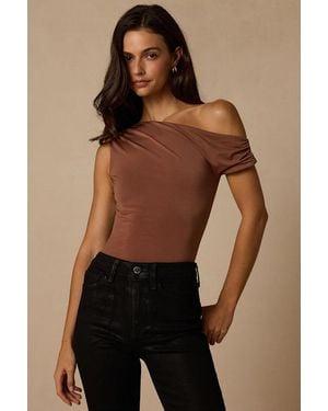 Lulus Lulah Slinky Knit Asymmetrical Bodysuit - Black