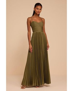 Lulus Elvie Pleated Maxi Dress - Natural