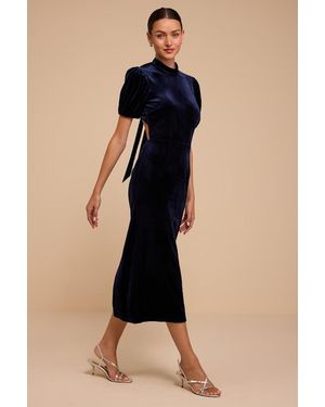 Lulus Fabulous Intuition Velvet Backless Midi Dress - Blue