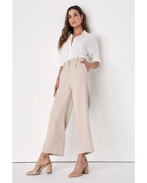 Lulus Posh Season Straight Leg Trouser Trousers - Natural