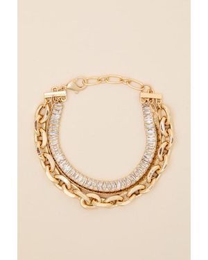 Lulus Crystal Rhinestone Layered Bracelet - Natural